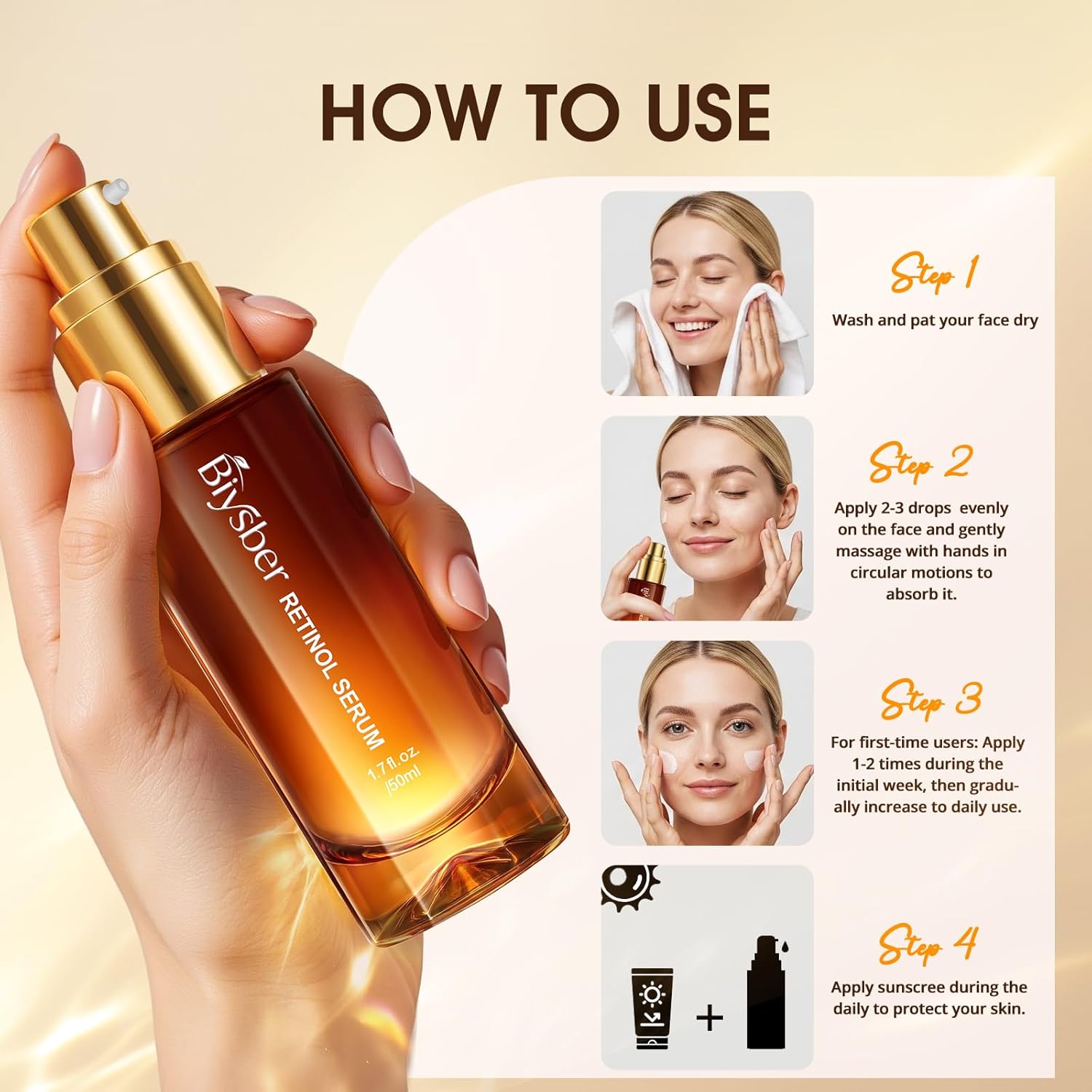Retinol Collagen Serum for Face: Anti Aging &Anti Wrinkle Repair Peptide Serum with Hyaluronic Acid Boost Hydration-Day/Night Facial Firming Lifting Neck Plump Skin Care for Women/Men(1.70 Fl Oz) - Image 8