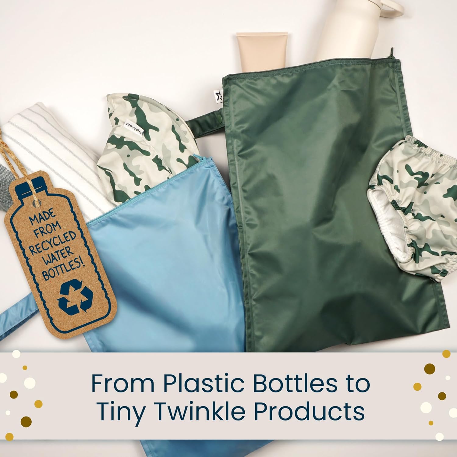 Tiny Twinkle Mess Proof Wet Bags | 2-Pack Reusable Waterproof Wet Bags for Swimsuits | Baby Clothes | Travel & Diaper Bag (Black, Green Checkers) - Image 8
