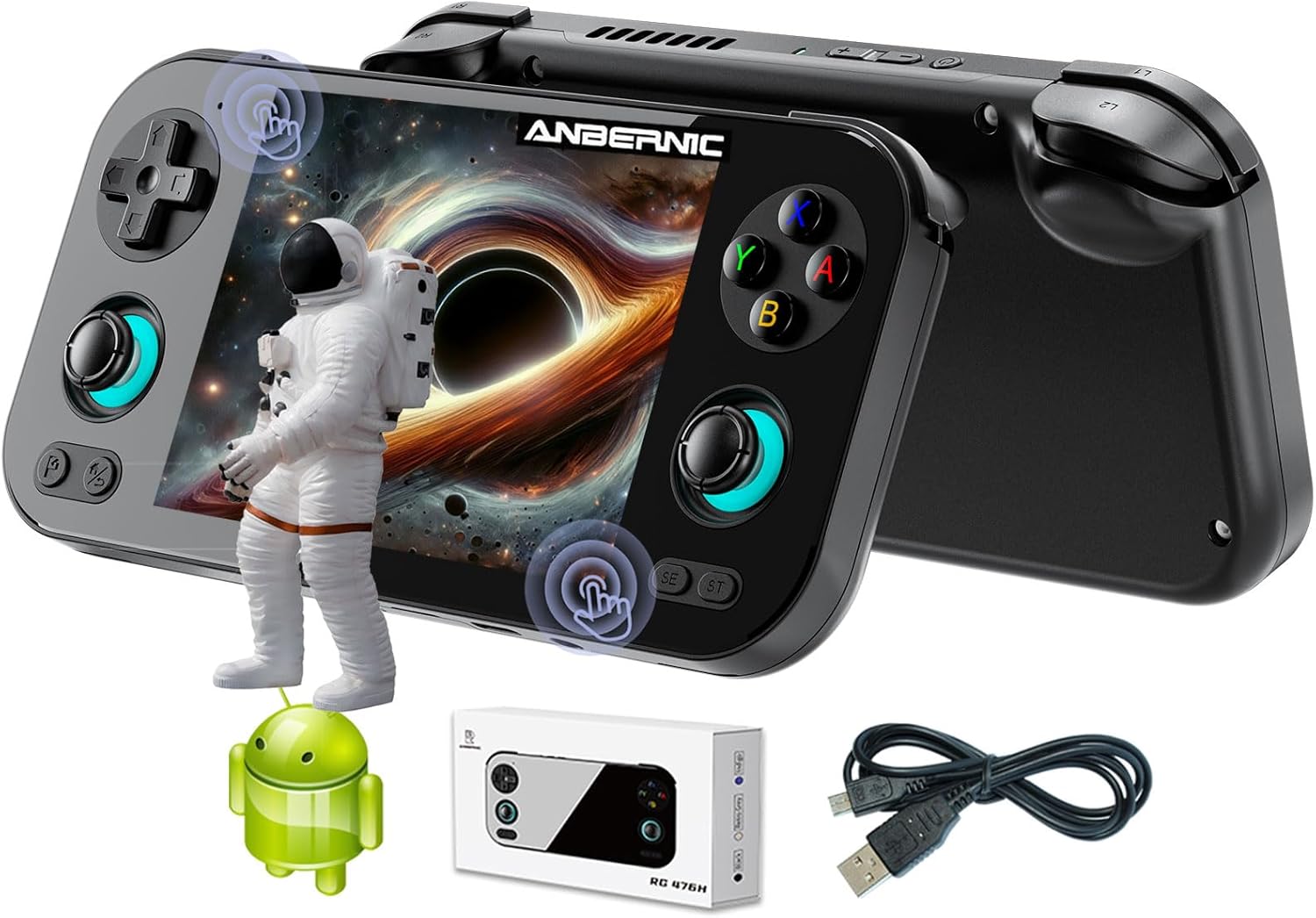 RG476H Retro Game Console Android 13 System Unisoc T820 RG 476H Handheld Game 4.7-inch LTPS Multi-Touch Screen Online Fighting Joystick Supports Output WiFi 5000mAh 8+ 128GB (RG476H-Black-new)