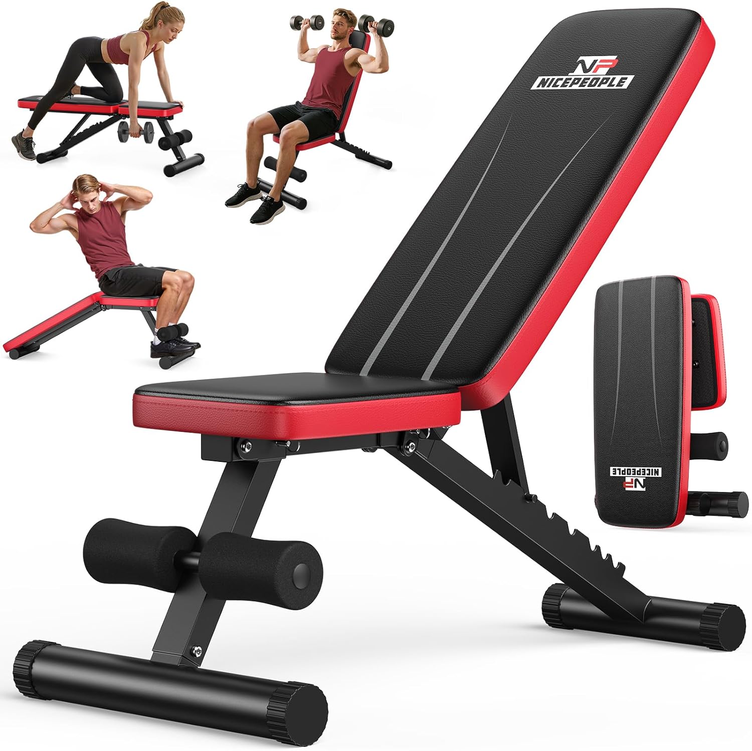 NICEPEOPLE Adjustable Weight Bench for Home Gym, 660LBS Capacity Workout Bench with 8 Backrests for Chest Shoulders Arms, Compact and Foldable Strength Bench for Small Space Apartment Room NICEPEOPLE Adjustable Weight Bench for Home Gym, 660LBS Capacity Workout Bench with 8 Backrests for Chest Shoulders Arms, Compact and Foldable Strength Bench for Small Space Apartment Room