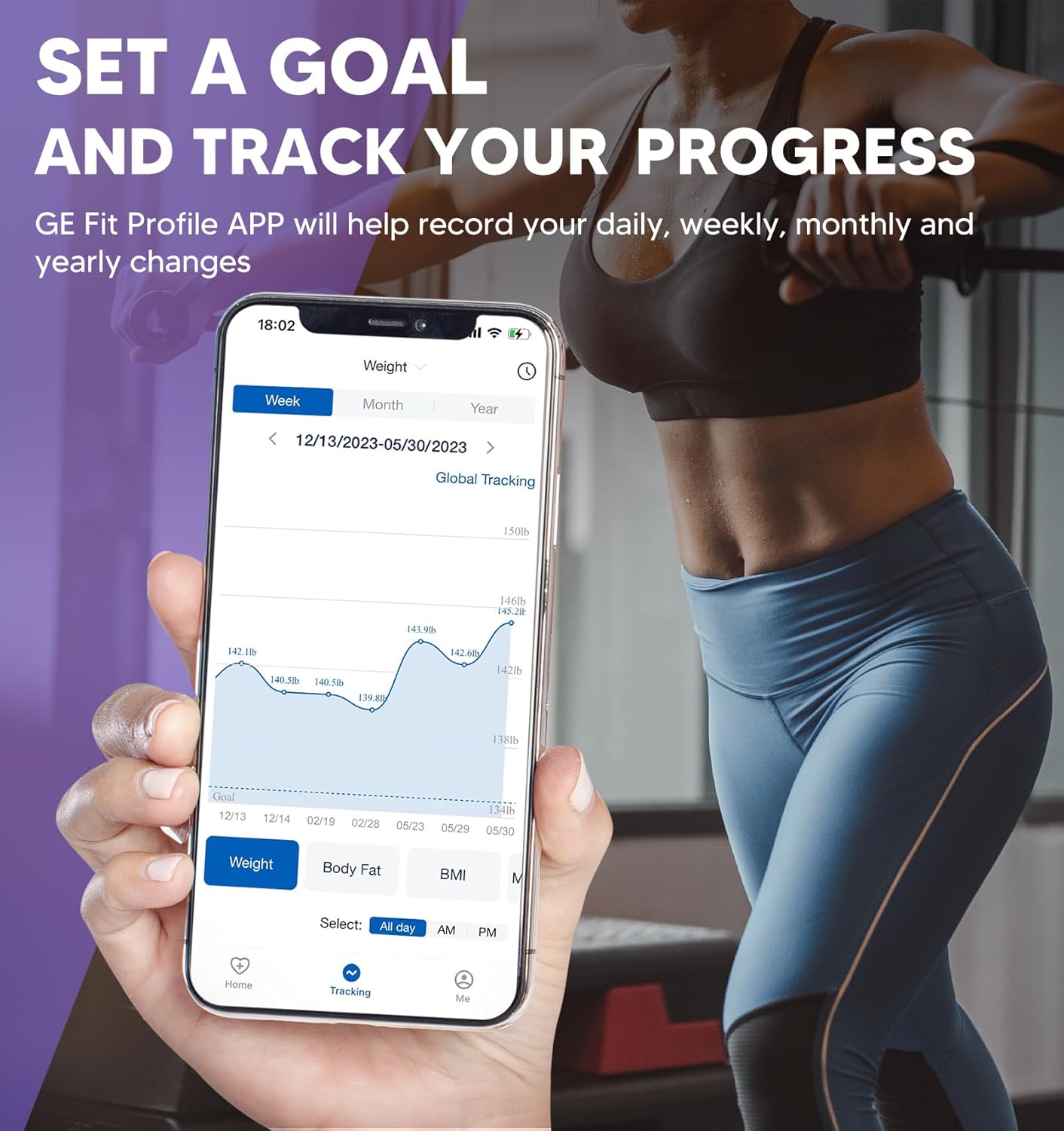 GE Smart Scale for Body Weight: 8-Electrode Digital Bathroom Scale for Weight Fat BMI Muscle Mass Full Body Composition Analyzer 50 Measurements Bluetooth Highly Accurate Weighing Machine 400lb Black - Image 7