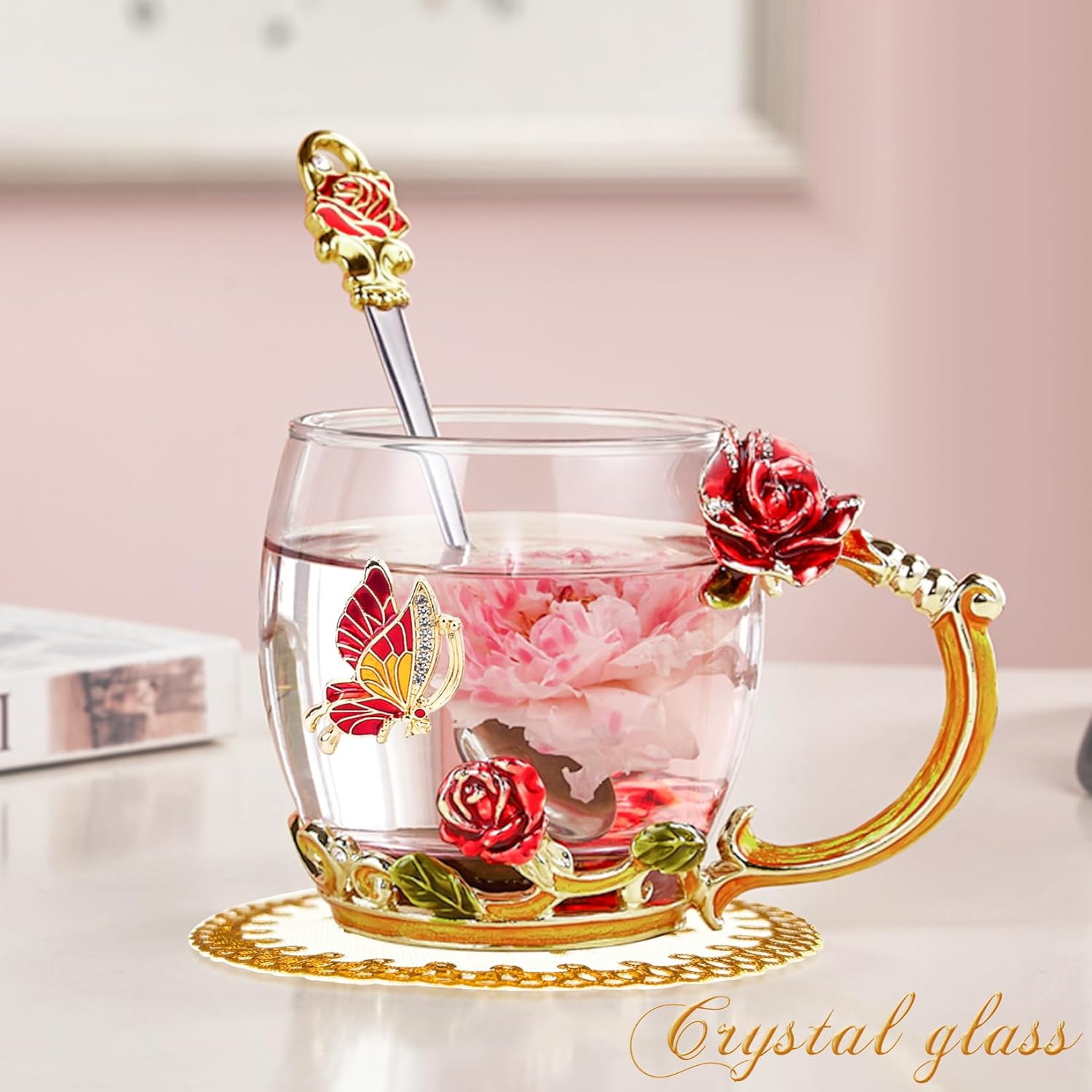 OEAGO Gifts for Mom Women Mothers Day Valentines Day Gifts Glass Coffee Enamels Mug Best Birthday Valentine's for Her Girlfriend Wife from Daughter Son Tea Cup Christmas Stocking Stuffers - Image 4