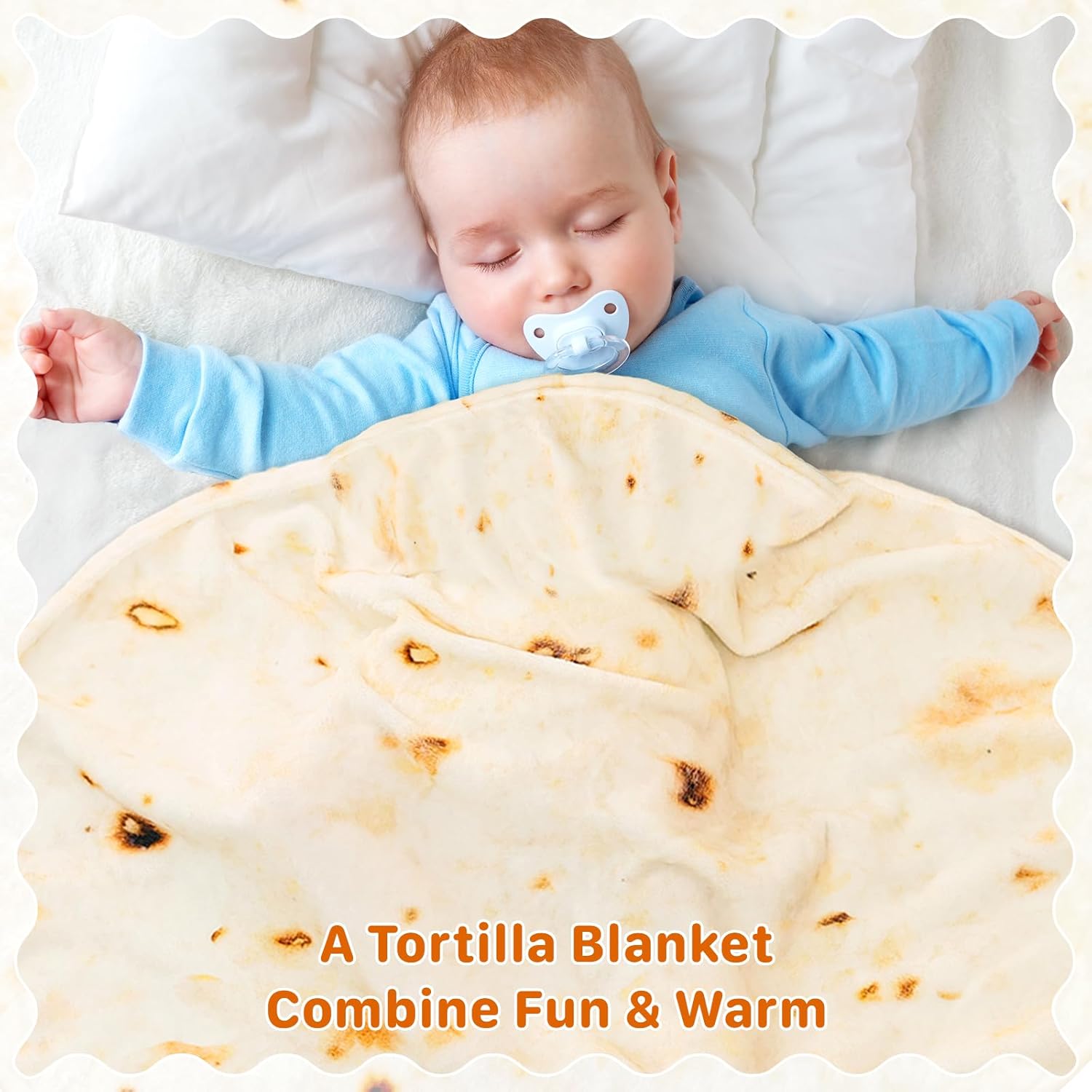 Burrito Baby Blanket, Tortilla Swaddle Blanket, Taco Blanket for Newborn Toddler, 285 GSM Soft Flannel Wearable Wrap Funny Gifts for Baby Shower & First Christmas Boy Girl 0-3 6 9 Months - Image 4