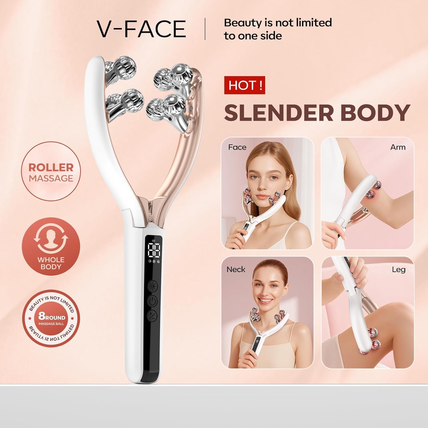Doge&Vollar Facial Massager Face and Neck | Shaper & Slimmer for Women | Korean Skin Care | Lymphatic Contour Face Brush Face Roller Lymphatic Drainage | Rechargeable for Home & Travel Use - Image 2