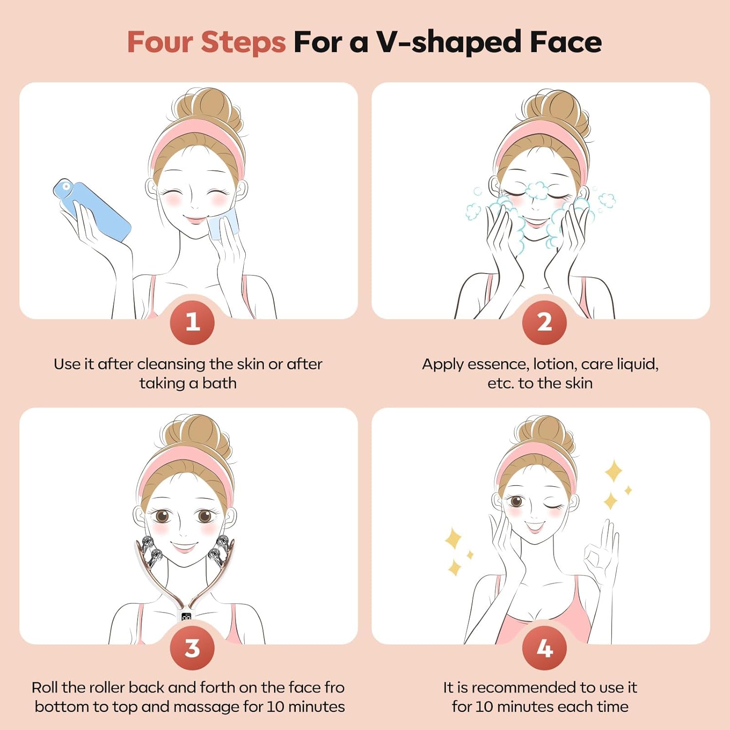 Doge&Vollar Facial Massager Face and Neck | Shaper & Slimmer for Women | Korean Skin Care | Lymphatic Contour Face Brush Face Roller Lymphatic Drainage | Rechargeable for Home & Travel Use - Image 7