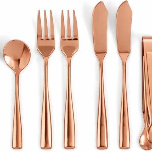 Ironwood Gourmet Copper Charcuterie Utensil Set of 8, Includes Forks, Knives/Spreaders, Spoons, Tongs