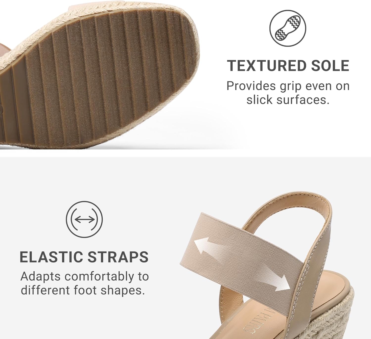 DREAM PAIRS Womens Open Toe Espadrilles Dressy Platform Sandals Slip on Elastic Ankle Strap Wedges Sandals - Image 4