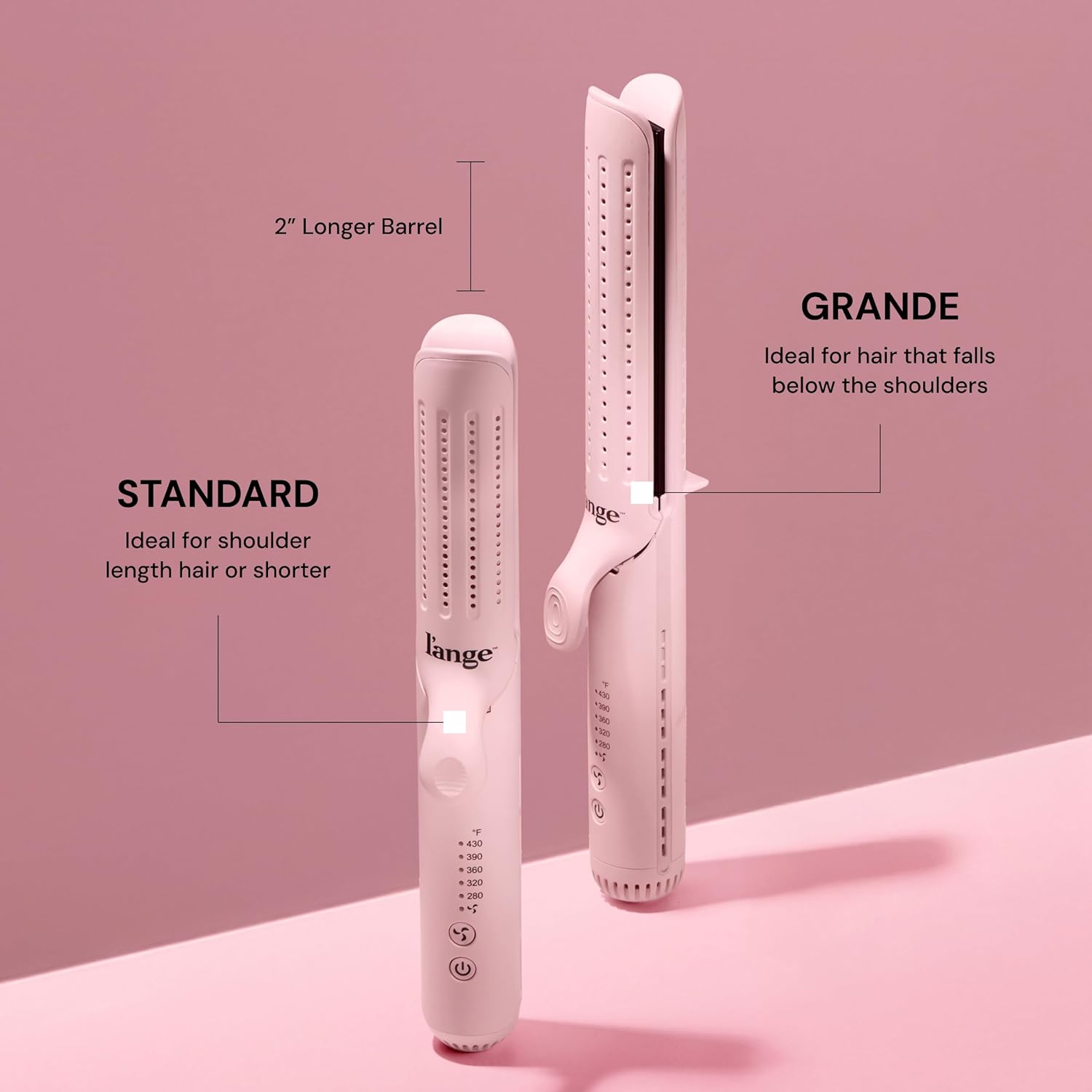L'ANGE HAIR Le Duo Grande 360° Airflow 2 in 1 Straightener and Curler | 1 Inch Curling Wand & Titanium Flat Iron with 5.3" Plates | Hair Straightener & Curler for Long Hair (Blush) - Image 2