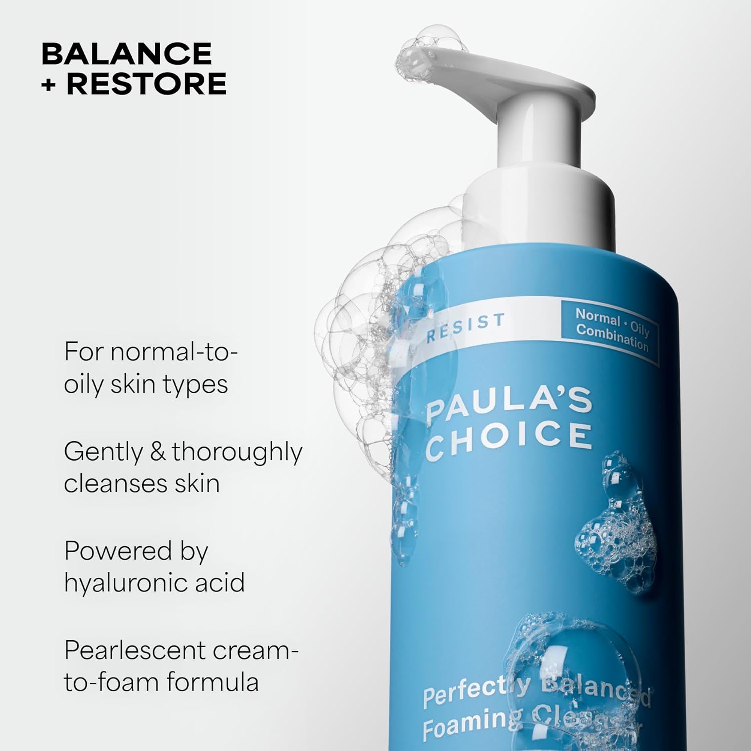 Paula's Choice RESIST Perfectly Balanced Foaming Facial Cleanser, Face Cleanser with Hyaluronic Acid & Aloe, Anti-Aging Face Wash, Large Pores & Oily Skin, Fragrance-Free - Image 2