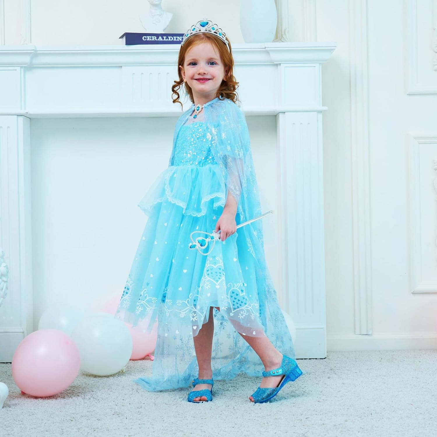 Princess Jelly Flats Shoes Girls Birthday Party Heels Snow Queen Cosplay Costumes Dress Up Sandals For Toddler Little Girls Big Kids - Image 2