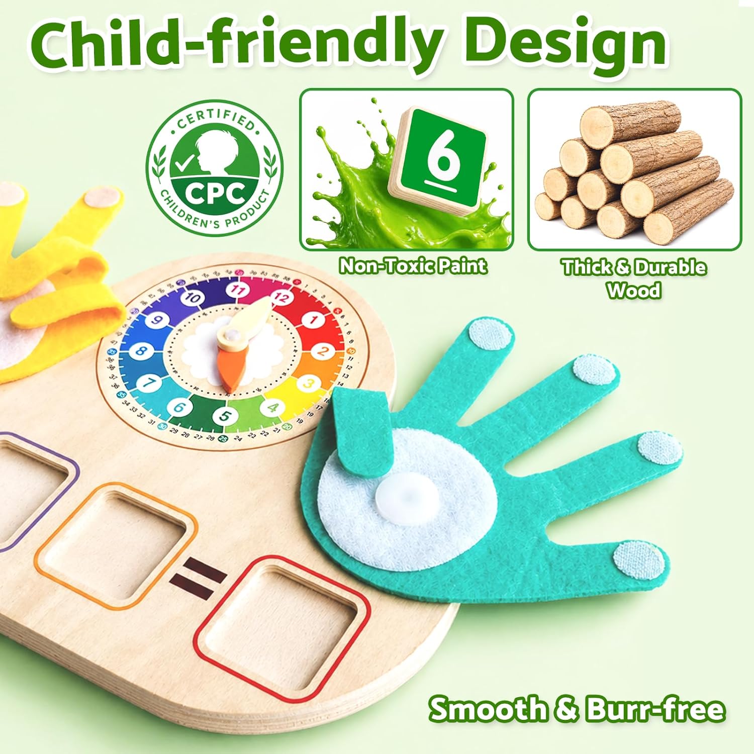 2-in-1 Math Manipulatives Number Counting Blocks Toys & Teaching Clock, Preschool Learning Activities for Toddlers 2-4, Educational Montessori Toys for 3 4 5 Year Old Boys Girls Birthday Gift - Image 8