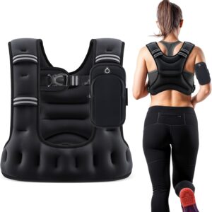 ZELUS Weighted Vest for Women Men, 6/8/12/16/20LB U-Shaped Ergonomic for Even Weight Distribution, Odorless Workout Vest with SGS Certification, Arm Pocket & Back Mesh Pouch for Training & Running