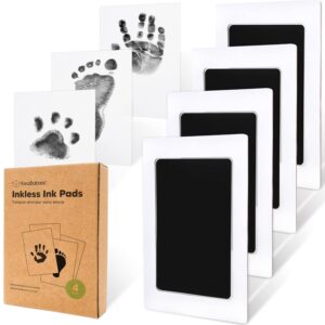 4-Pack Inkless Baby Hand and Footprint Kit – Mess Free Ink Pad for Newborn Keepsake, Dog Nose & Paw Print Kit, Clean Touch Ink Pad for Baby Hand & Footprints, First Mother’s Day (Jet Black)
