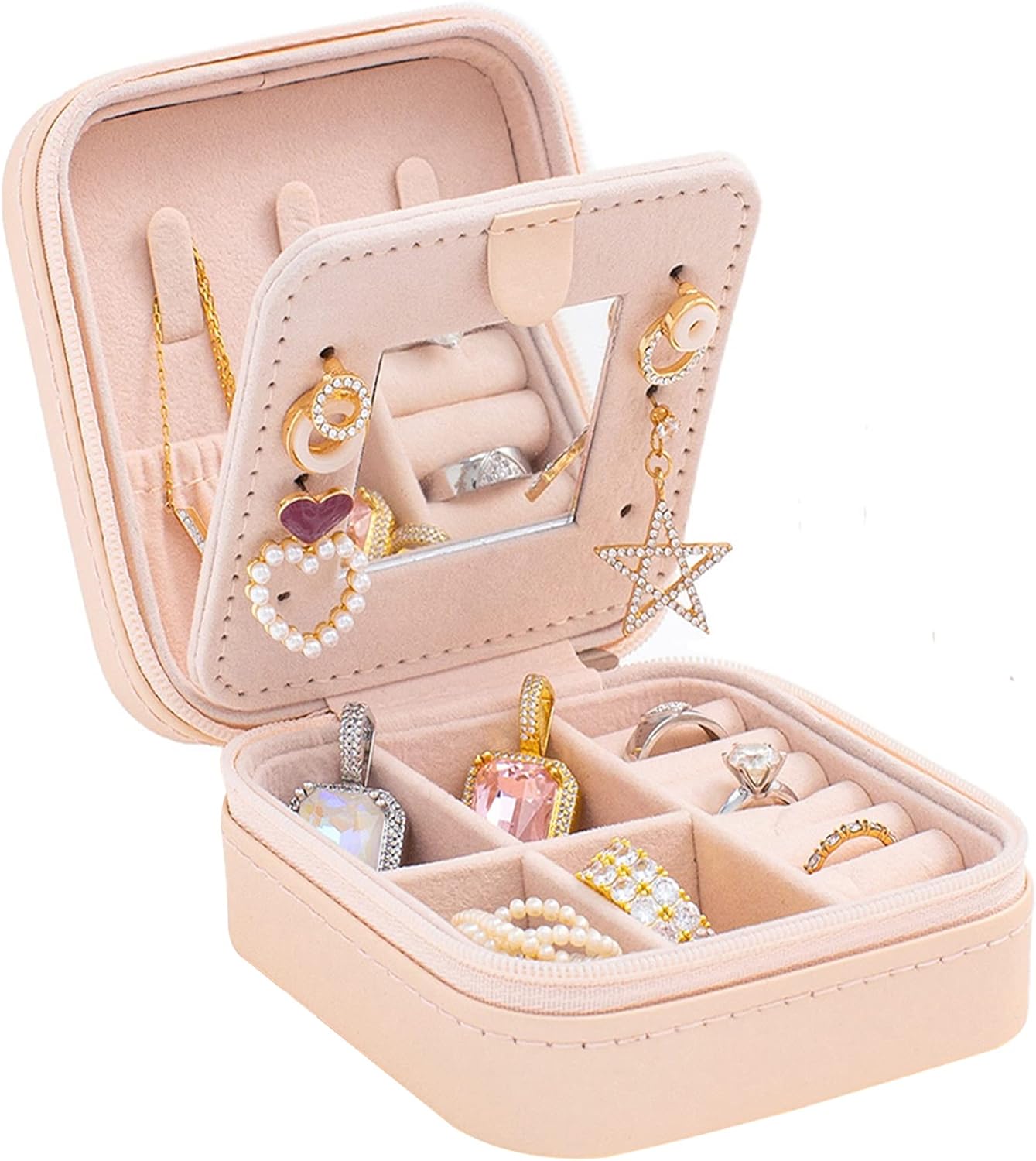KElofoN Travel jewelry case Travel jewelry box Travel Jewelry Organizer Small box Gift for Girls Women with Mirror(Pink) KElofoN Travel jewelry case Travel jewelry box Travel Jewelry Organizer Small box Gift for Girls Women with Mirror(Pink)