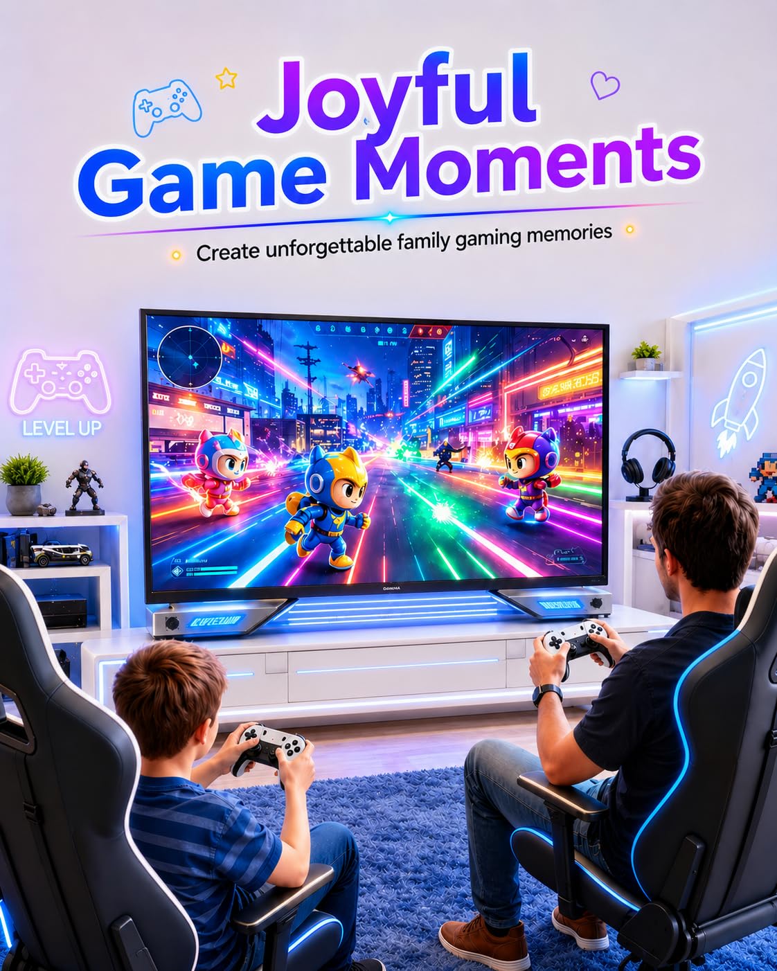 2026 Upgraded Retro Gaming Console, 4K HDMI Plug and Play TV Gaming System with 40000+ Built-in Video Games, 128GB TF Card, 23 Emulators, 2 Wireless Controllers for Family Entertainment - Image 7