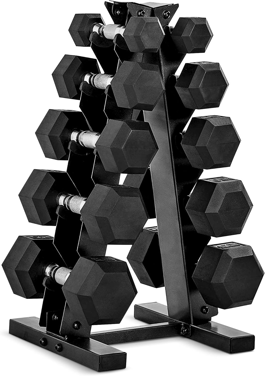 CAP Barbell Rubber Coated Hex Dumbbell Set with Storage Rack | 100–210 lb Options, Space-Saving Vertical Compact Storage for Home Gym Strength Training CAP Barbell Rubber Coated Hex Dumbbell Set with Storage Rack | 100–210 lb Options, Space-Saving Vertical Compact Storage for Home Gym Strength Training