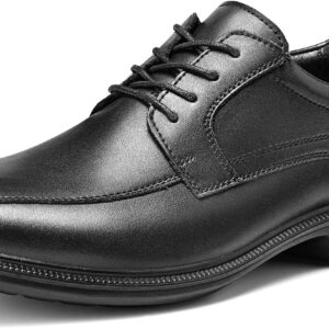HEEZ Mens Dress Shoes Black, Split Leather Oxford Shoes for Men Comfortable, Square Toe Casual Business Shoes Lace Up