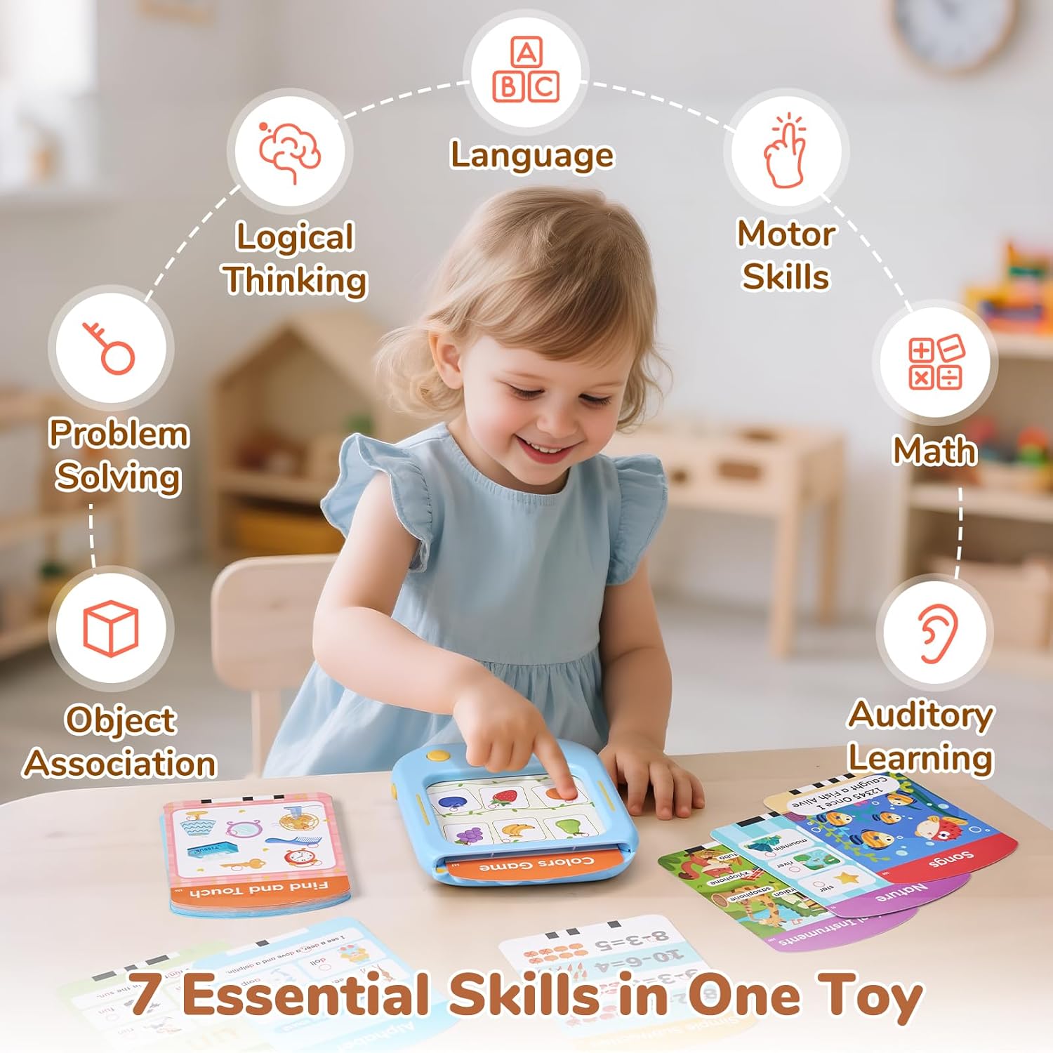 JoyCat Kids Learning Tablet, Phonics Talking Flash Cards, Learn to Read with 156 Pages, 40+ Themes, 600+ Words, 100+ Interactive Games, Screen-Free Toddler Learning Toys Gifts for 2-6 Year Old - Image 5
