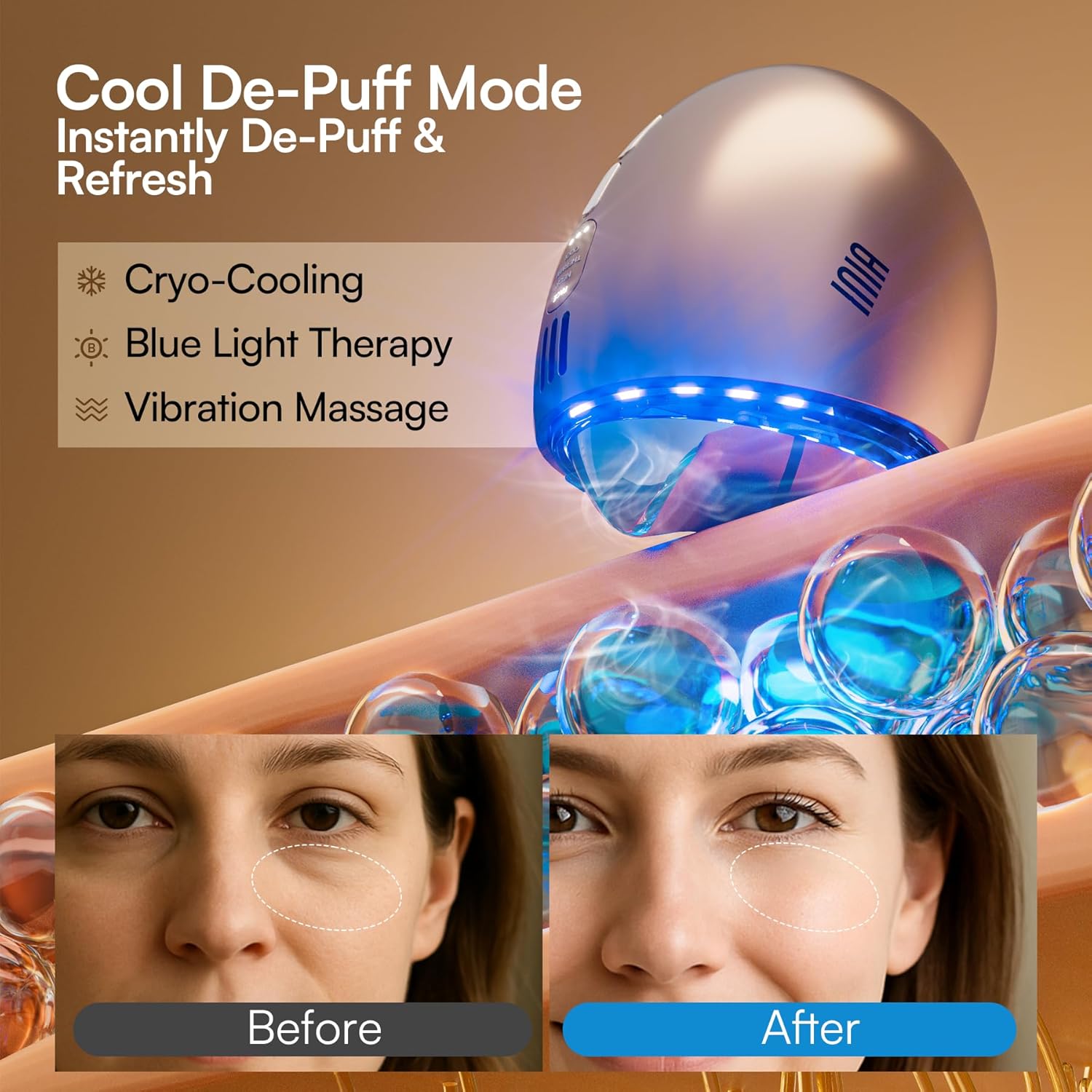 INIA 7-in-1 Red Light Therapy for Face and Neck Gua Sha Facial Massager Tool Device with Thermal and Cryo Mode for Puffiness & Firming Skincare Tool - Image 7