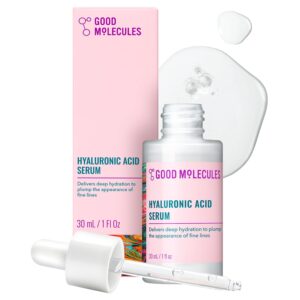 Good Molecules Hyaluronic Acid Serum – 1% Hyaluronic Acid Non-greasy Ultra Hydrating Serum, Facial Moisturizer for Plumper Skin, Skin Care for Face
