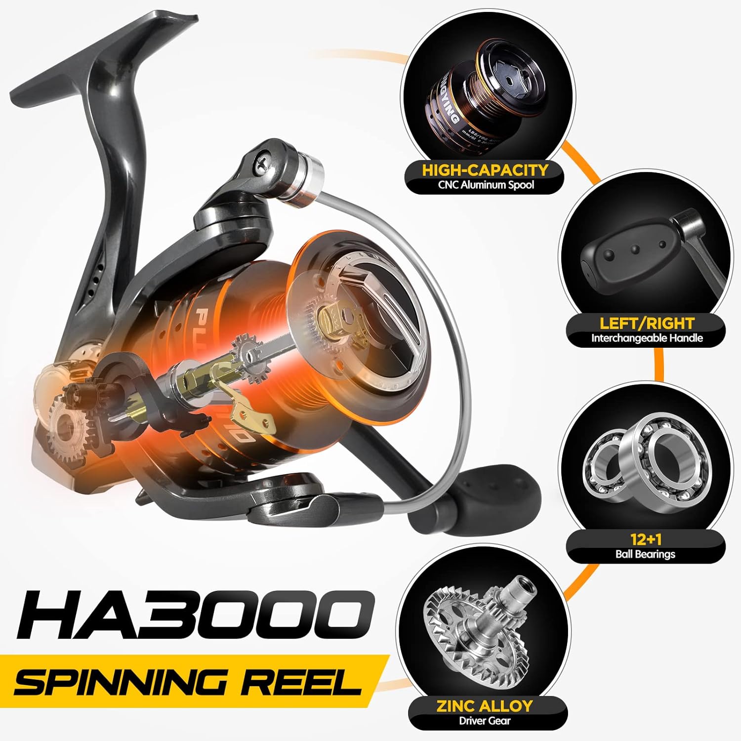 PLUSINNO Fishing Rod and Reel Combos - Carbon Fiber Telescopic Fishing Pole - Spinning Reel 12 +1 Shielded Bearings Stainless Steel BB - Image 6