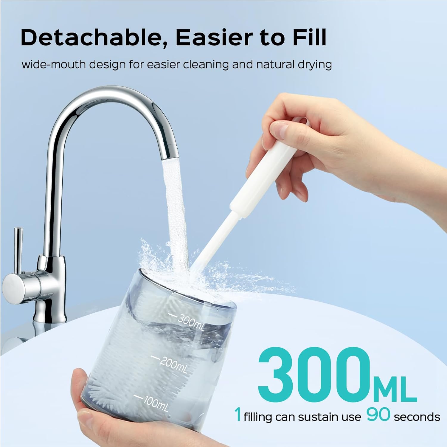 COSLUS Water Dental Flosser Pick for Teeth C30(FC5360): 4 Modes Cordless Portable 300ML Larger Tank Water Teeth Cleaner IPX7 Waterproof Flossing Cleaning Picks for Home Travel Black - Image 5