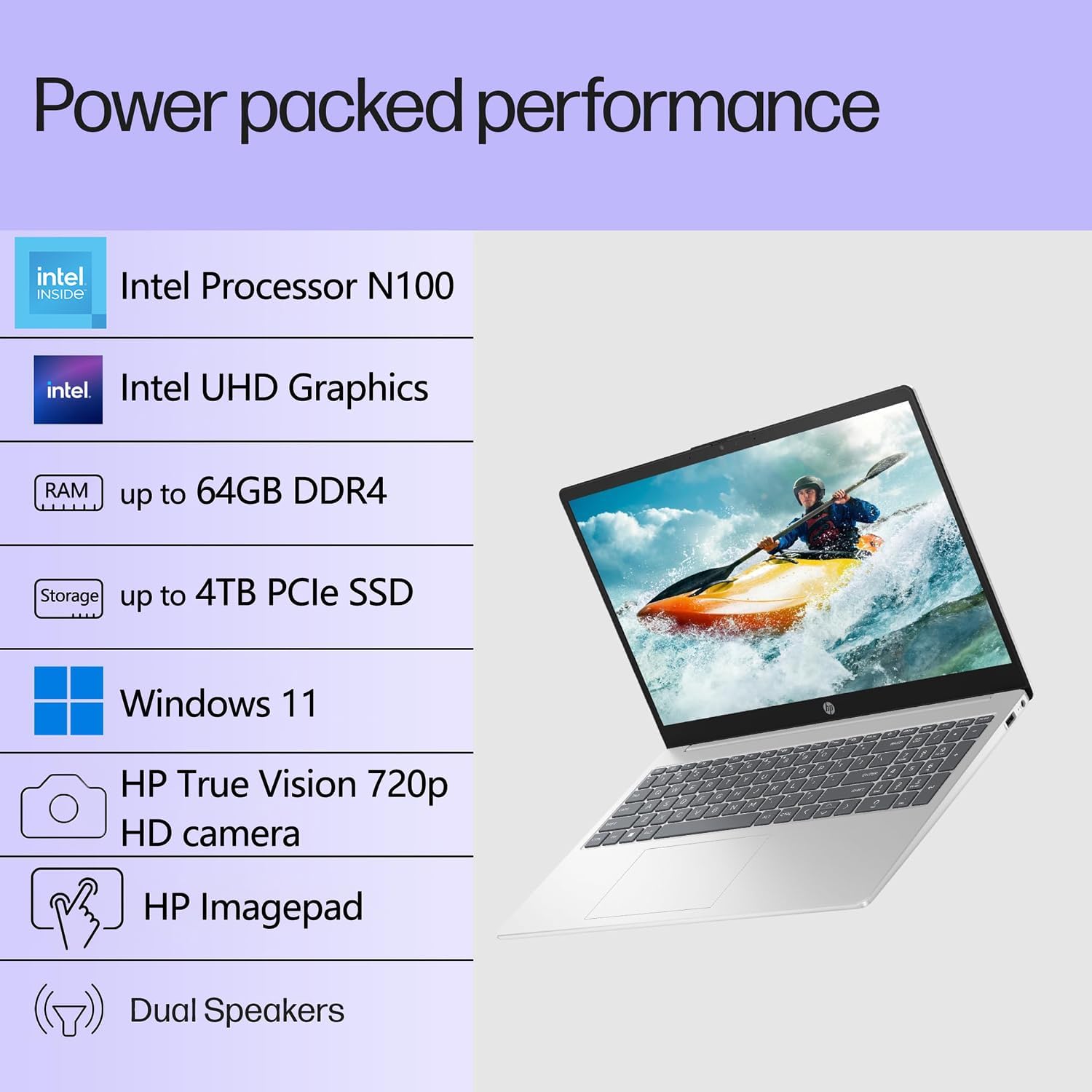 HP Pavilion 15.6 Laptop Computer for Daily Work & Student Home Study, Lifetime Office 365, Intel N100, 16GB RAM, 512GB SSD, Fast Charging, Long Battery Life, Windows 11 Home, Type-C to RJ-45 Cable - Image 3