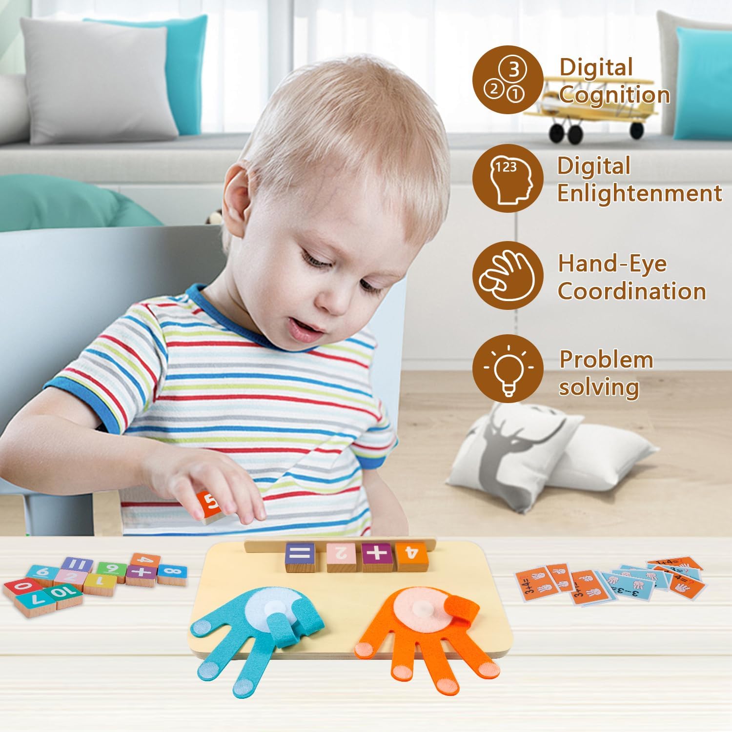 Preschool Learning Toys for Toddlers 3+ Years, Educational Number Counting Blocks for Kids, Homeschool Supplies for Math Manipulates, Finger Counting Math Toy, Montessori Toys for Kids Age 3+ - Image 2