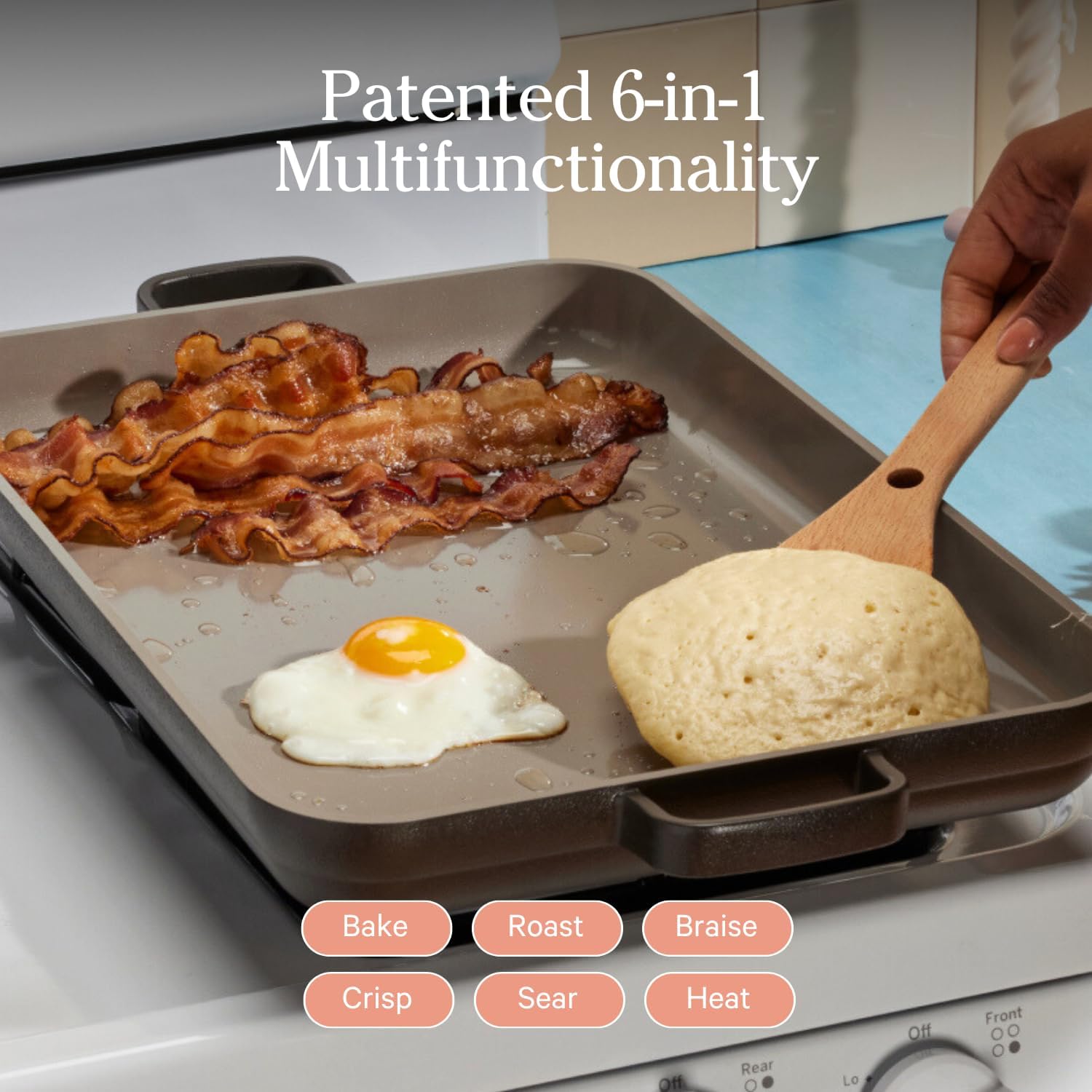 Our Place Bakeware Set | 5-Piece Ceramic Bakeware Collection with Stovetop-to-Oven Griddle Pan | PFAS-Free Non-Toxic Nonstick Pans, Oven Mat & Baking Dishes | Char - Image 3