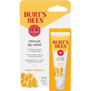 Burt’s Bees Rescue Lip Relief, Honey Vanilla, Hydrating Lip Balm for Dry Cracked Lips, with Responsbily Sourced Beeswax and Shea Butter, 100% Natural Origin, 1 Squeezy Tube, 0.35oz