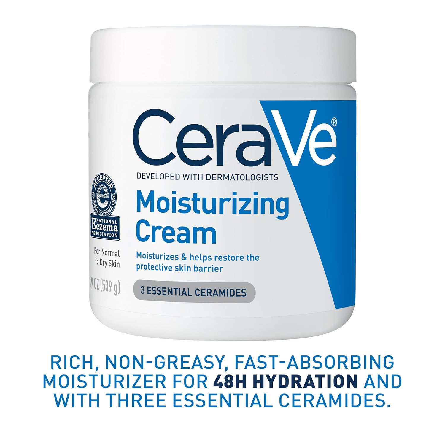 CeraVe Moisturizing Cream, Body and Face Moisturizer for Dry Skin, Body Cream with Hyaluronic Acid and Ceramides, Daily Moisturizer, Oil-Free, Fragrance Free, Non-Comedogenic, 19 Ounce - Image 8