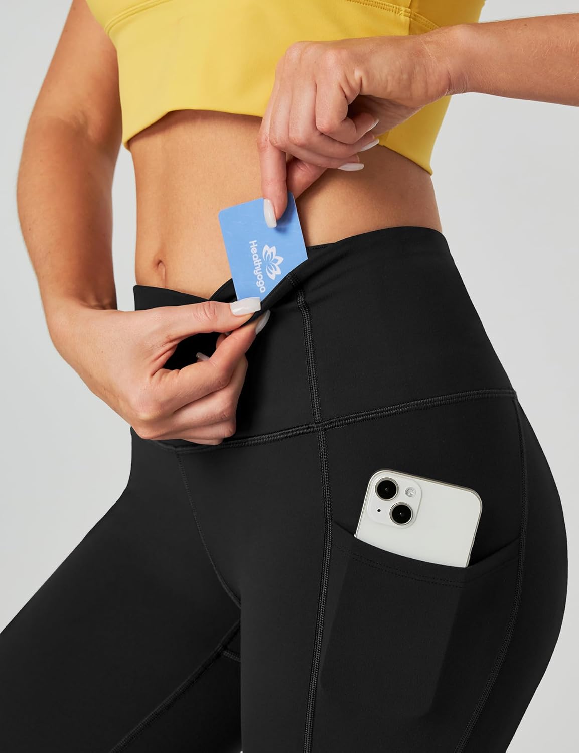 Heathyoga Capri Leggings for Women High Waisted Capri Leggings with Pockets for Women Tummy Control Yoga Pants Women - Image 3