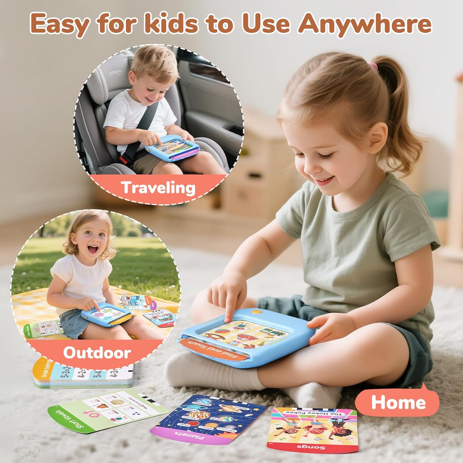 JoyCat Kids Learning Tablet, Phonics Talking Flash Cards, Learn to Read with 156 Pages, 40+ Themes, 600+ Words, 100+ Interactive Games, Screen-Free Toddler Learning Toys Gifts for 2-6 Year Old - Image 7