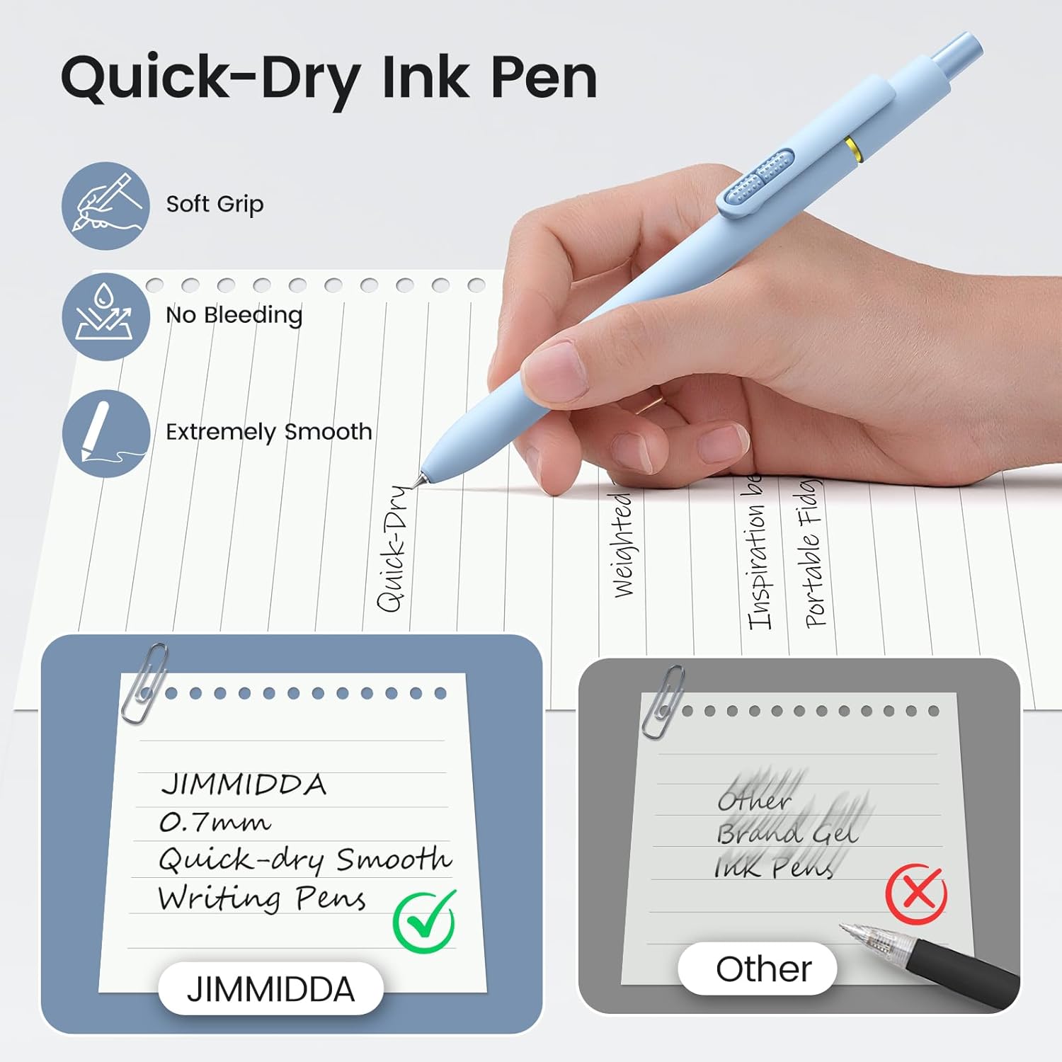 8Pcs Black Gel Pens - 0.7mm Medium Point Black Ink Pens | Smooth Writing - Quick Drying Retractable Pen for Men Women (Morandi - 8Pcs) - Image 4