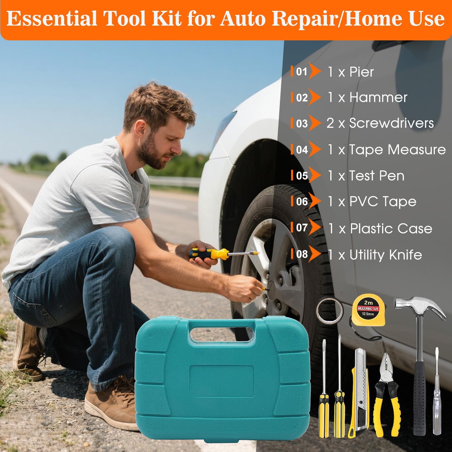 Car Emergency Kit with Jumper Starter and Air Compressor, Roadside Emergency Tool Kit for Truck Venicle Auto, Men Women Winter Travel Road Side Safety Essential Survival Bag with First Aid Kit - Image 4