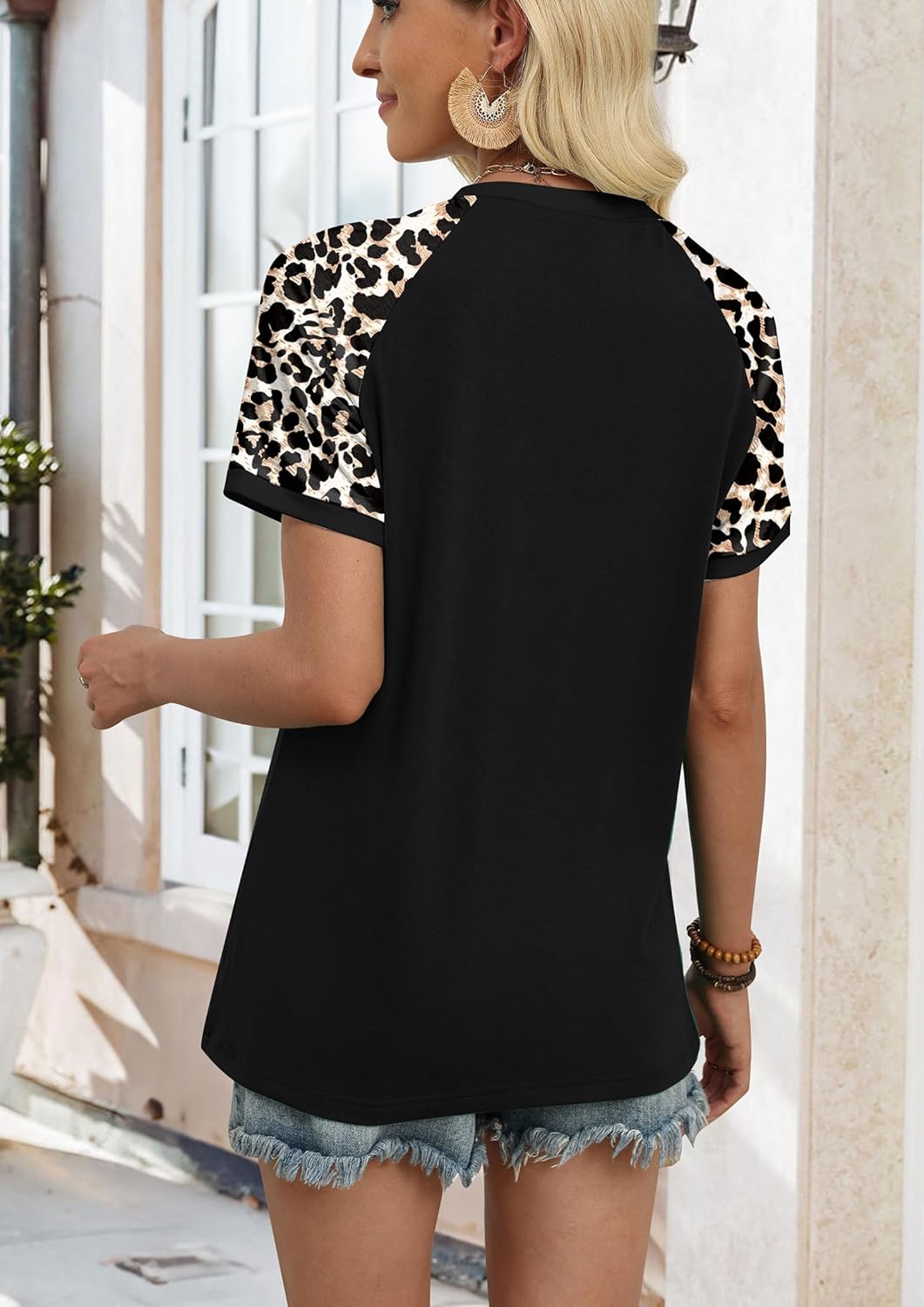 WIHOLL Womens Summer Tops Color Block Short Sleeve Raglan Shirts Spring Fashion Clothes Vacation Outfits - Image 5