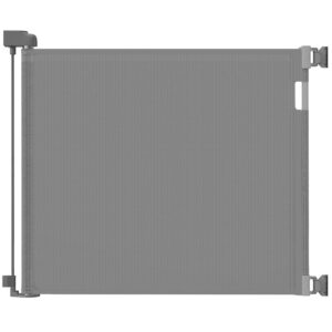 Veraste Retractable Baby Gate for Doorways and Stairs, Mesh Safety Gate for Pet, Indoor & Outdoor Use, One-Hand Operation, Easy Installation, 33.6″ Tall, Expands to 55″ Wide（Grey,33.6″x55″
