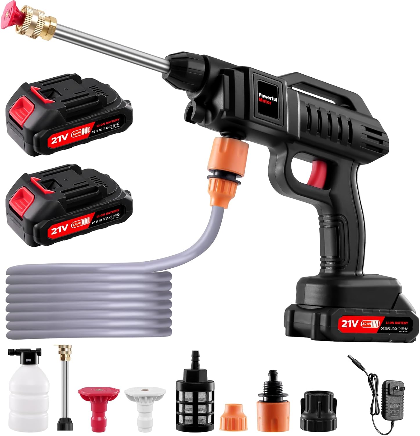 Cordless Pressure Washer, 1500W Portable Power Washer, Rechargeable Battery Pressure Washer with 5M Hose & 3 Nozzles, Electric Pressure Washers for Car Patio Garden Cleaning Watering Cordless Pressure Washer, 1500W Portable Power Washer, Rechargeable Battery Pressure Washer with 5M Hose & 3 Nozzles, Electric Pressure Washers for Car Patio Garden Cleaning Watering