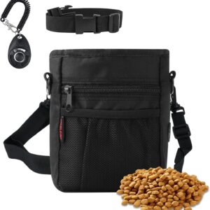 kissleaf Dog Treat Pouch with Magnetic Closure, Treat Pouches for Pet Training, Large Dog Treat Training Pouch and Dog Clicker, Dog Training Treat Pouch Built-in Poop Bag Dispenser, Hands-Free Snack