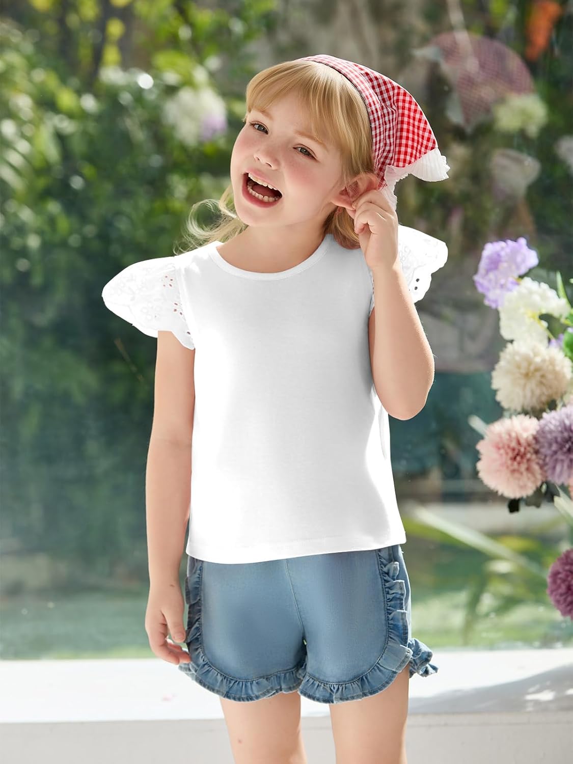 Haloumoning Toddler Baby Girl Ruffle Short Sleeve T Shirts Kids Crew Neck Casual Tops Blouses Basic Tee 9M-8Y - Image 4