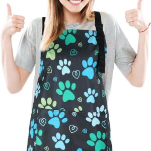 Dog Grooming Waterproof Apron with 2 Pockets, Cute Animals Puppy Dog Pets Apron