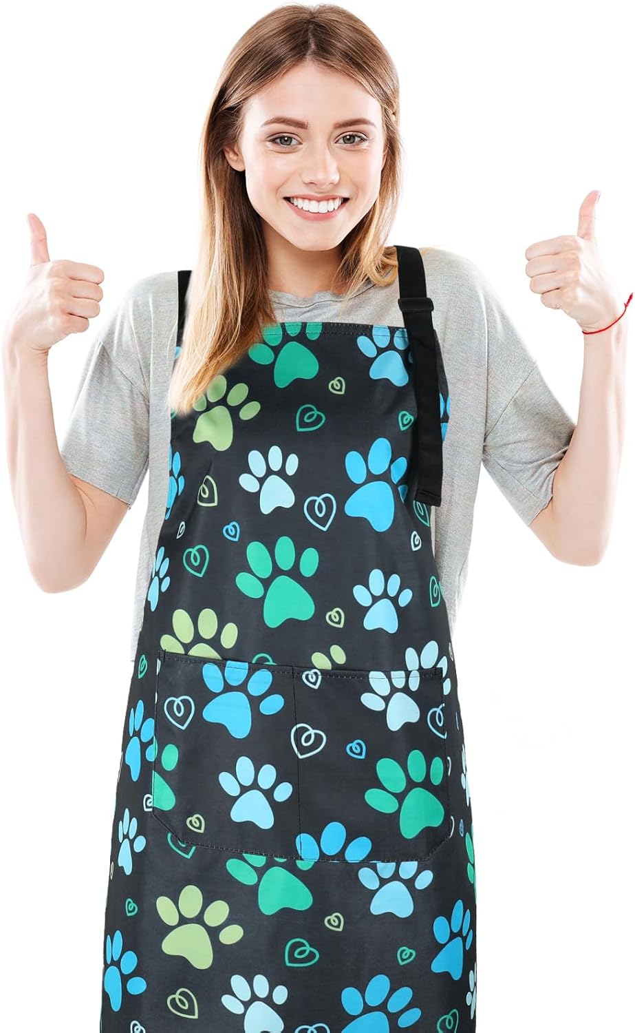 Dog Grooming Waterproof Apron with 2 Pockets, Cute Animals Puppy Dog Pets Apron