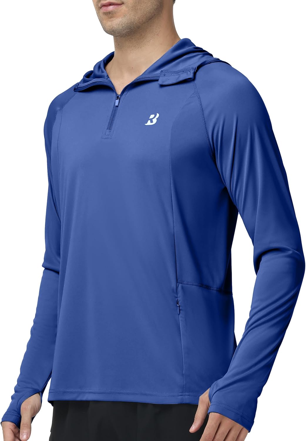 Roadbox UPF 50+ Sun Hoodie for Men, 1/4 Zip Fishing Shirt with Long Sleeve UV Protection for Outdoor Hiking