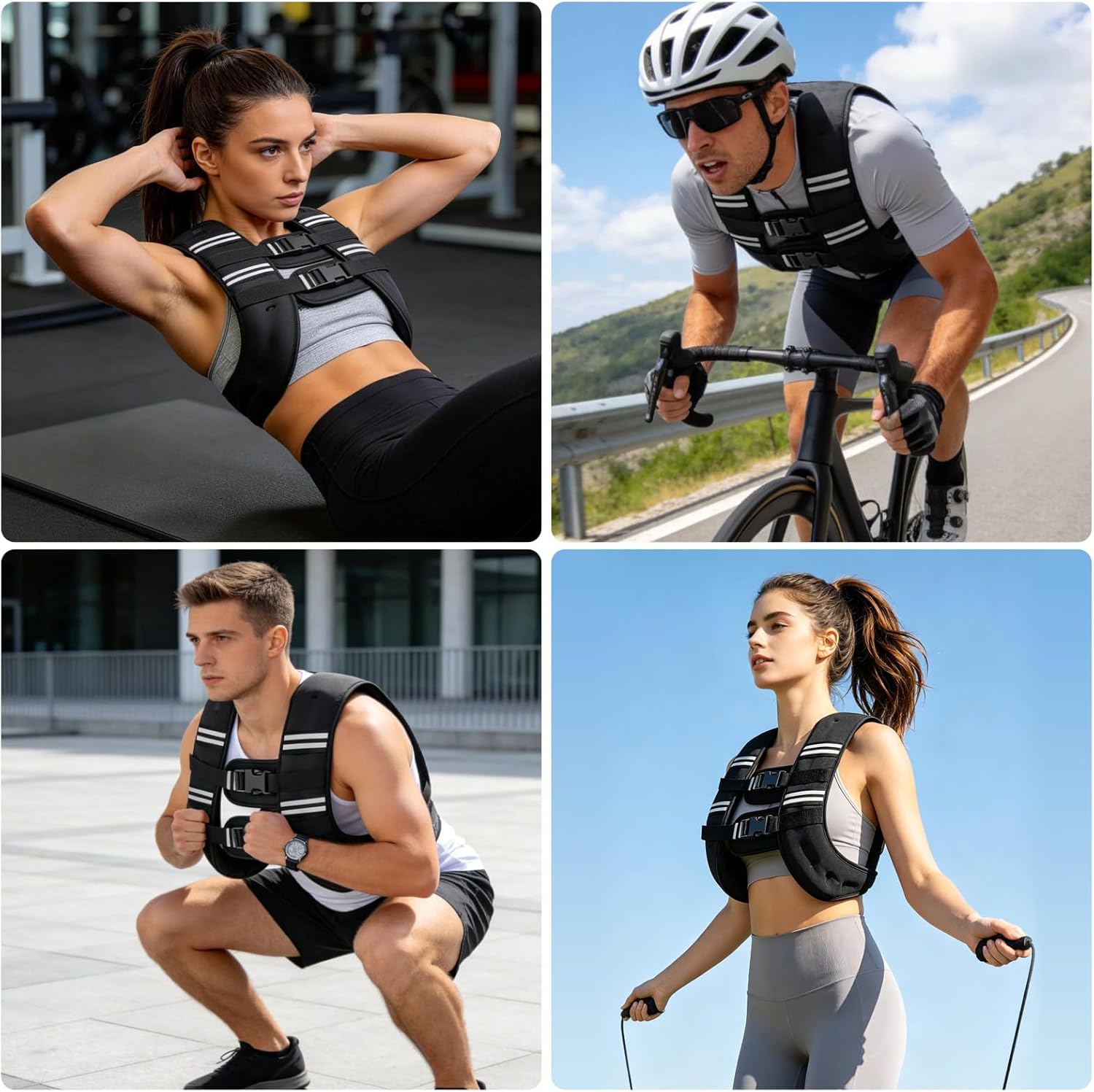 Zikopomi Weighted Vest Woman Man, 6lb/8lb/12lb/16lb/20lb/25lb/30lb Weight Vest with Reflective Stripes for Workout, Strength Training, Running, Fitness, Muscle Building, Weight Loss, Rucking Vest - Image 5