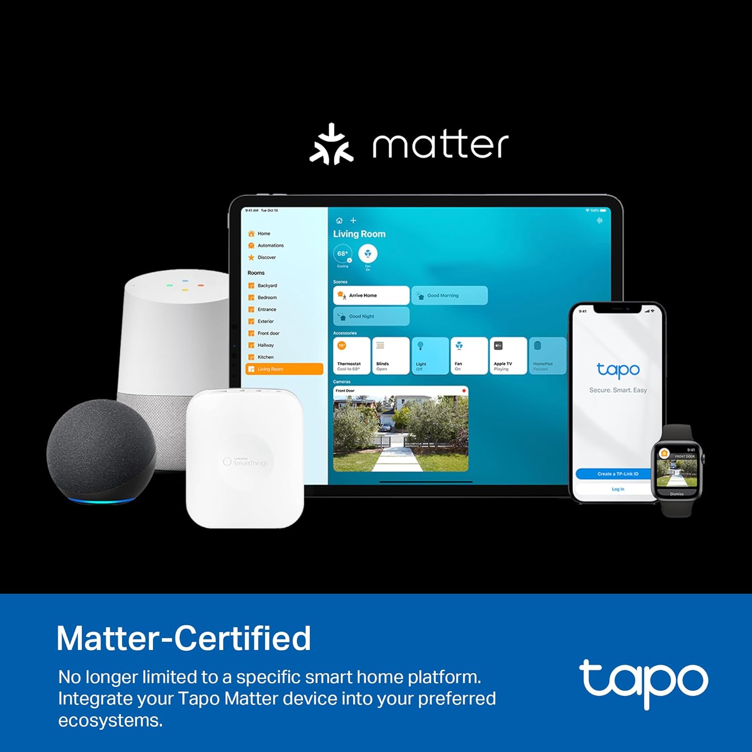 TP-Link Tapo Matter Outdoor Smart Plug, 2 Individual Outlets, IP65 Weather Resistance, Works with Apple Home, Alexa, Google Home, Long Wi-Fi Range, 2.4G Wi-Fi Only, ETL Certified (Tapo P400M) - Image 4