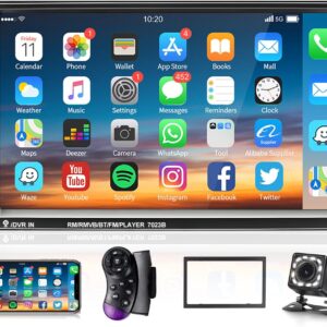 Podofo Car Stereo Double Din Car Radio 7 Inch MP5 Player with HD Touch Screen Digital Display Bluetooth Multimedia Support PhoneLink USB SD Aux-in 2 Din Autoradio with Backup Camera