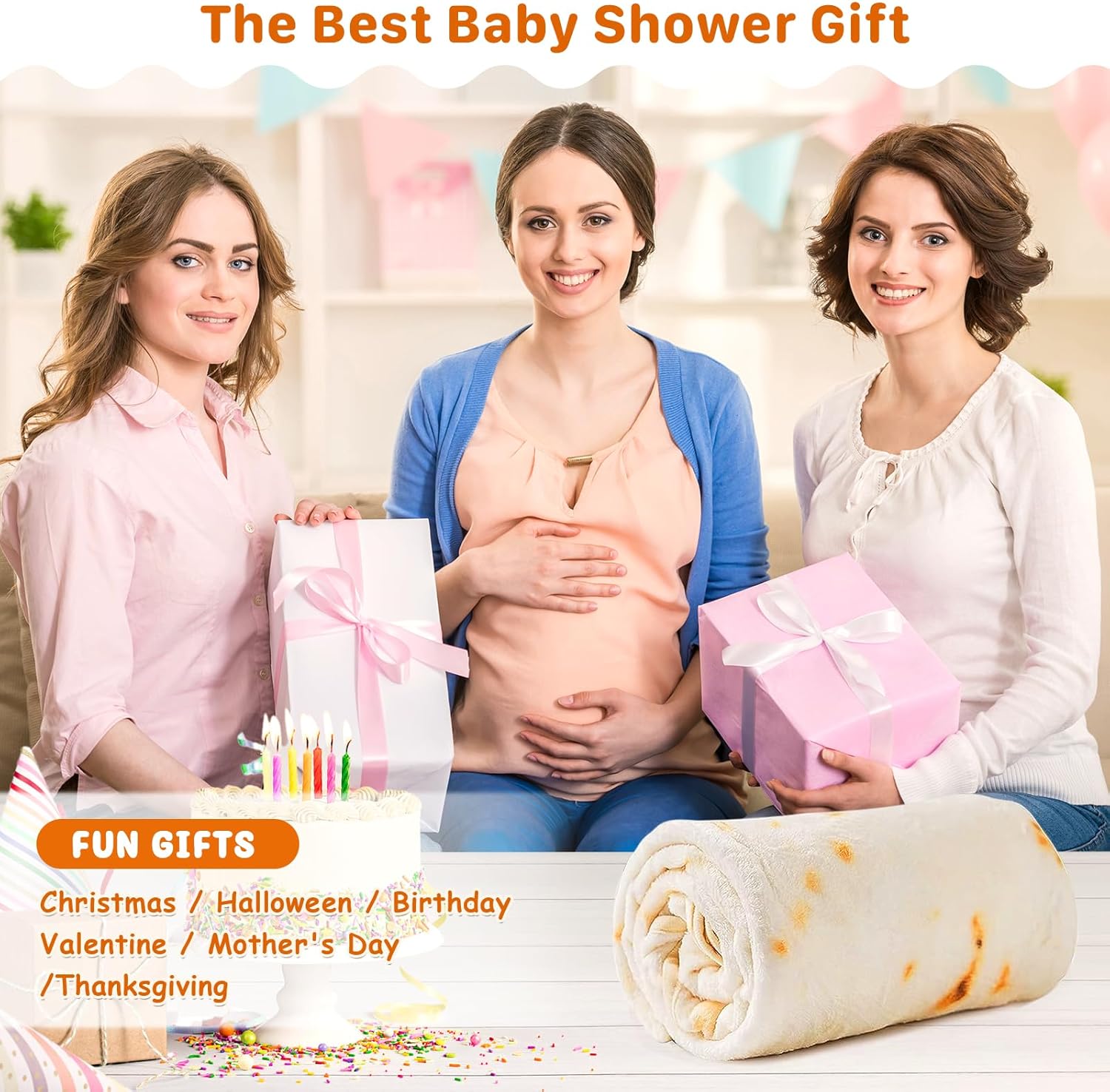 Burrito Baby Blanket, Tortilla Swaddle Blanket, Taco Blanket for Newborn Toddler, 285 GSM Soft Flannel Wearable Wrap Funny Gifts for Baby Shower & First Christmas Boy Girl 0-3 6 9 Months - Image 3