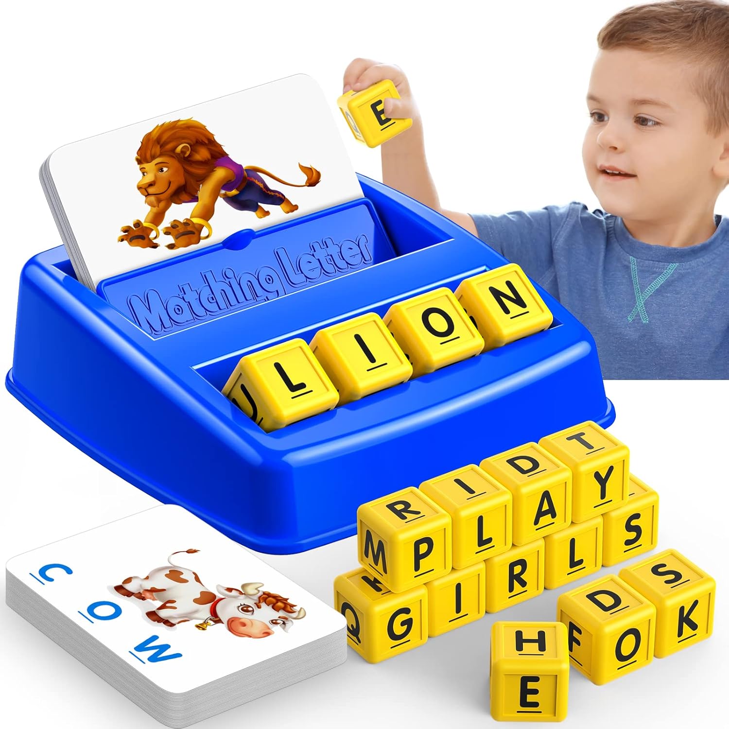 Learning Games for Kids Ages 3-8, Matching Letter Game for Kids Toys Ages 3-8 Educational Toys for 3-8 Year Olds Boys Girls Birthday Party Easter Gifts for 3-8 Year Olds Boys Girls Blue Learning Games for Kids Ages 3-8, Matching Letter Game for Kids Toys Ages 3-8 Educational Toys for 3-8 Year Olds Boys Girls Birthday Party Easter Gifts for 3-8 Year Olds Boys Girls Blue