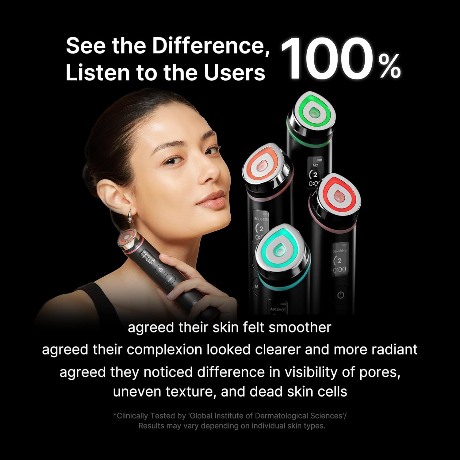 medicube Booster Pro | 6-in-1 Real Glass Glow Beauty Massager | for Clear, Radiant, Firmer-Looking Skin | Korean Skin Care | Black - Image 6