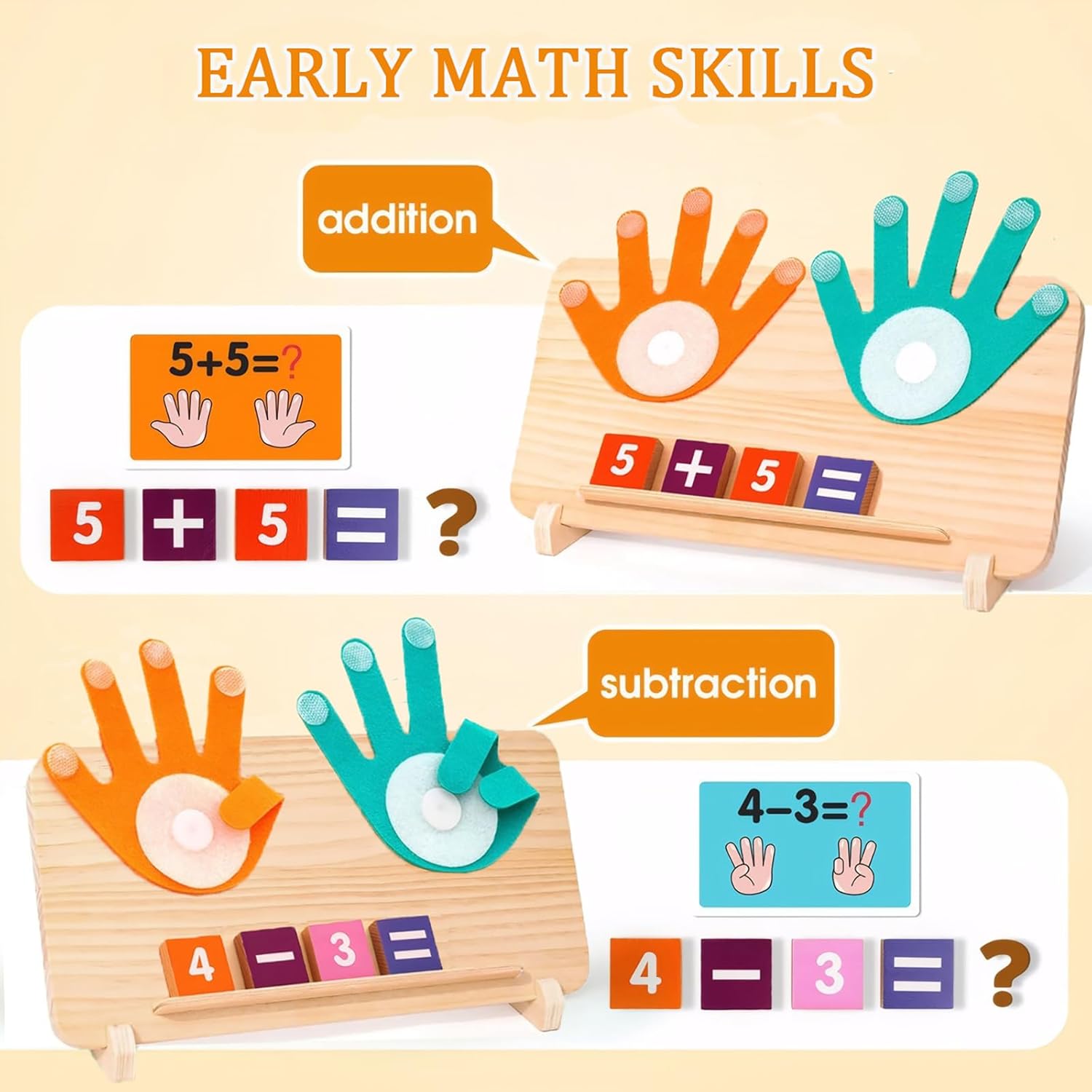 Montessori Math & Spelling Learning Toys for Kids 3+ Years -Wooden Number Counting Blocks, ABC Letter Matching Game, Math Manipulatives, Preschool Educational Toys, Homeschool Supplies, Gift for Kids - Image 2